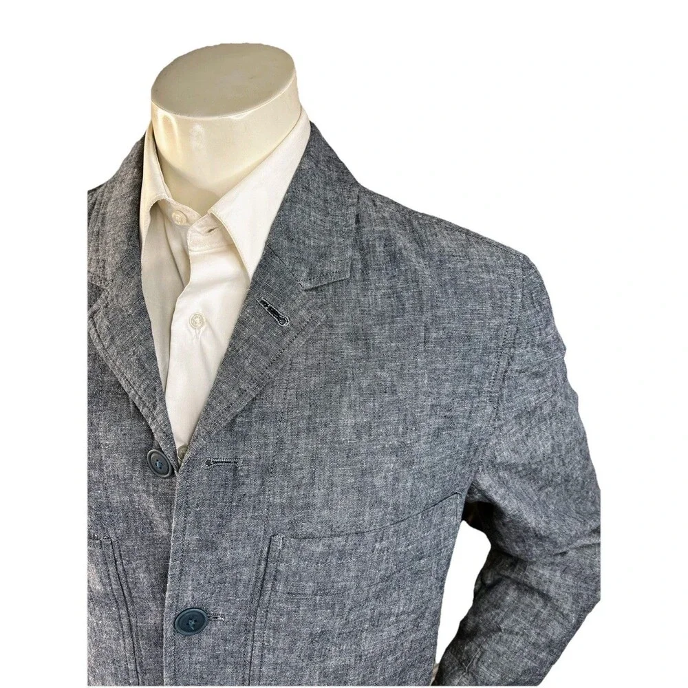 Jack Threads Sport Coat Mens 40R Gray Linen Cotton Blend Working Cuffs